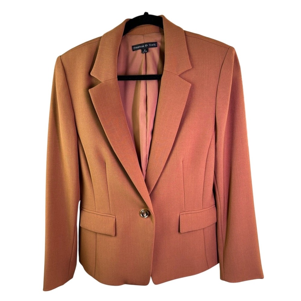 Preston & York Women's Burnt Orange Blazer size 10 classic Jacket‎  Y2K
